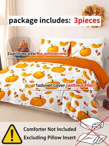 2/3pcs Halloween Thanksgiving Pumpkin Ghost Duvet Cover Set, Soft Breathable Anti-Pilling All-Season Bedding, No Insert, Wrinkle Resistant, Machine Washable, For Single Double Queen King Beds, Multiple Colors, Autumn Bedroom Decor, Holiday Gift - Multicolor - View 9