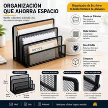 Black Metal Mesh Desktop Organizer With 3 Compartments For Documents And Letters, Durable Iron Stand For Office And Home, 17.5x8x13CM - A - 查看 1