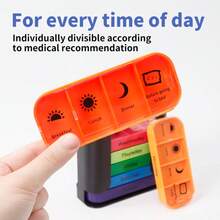 Black 7-Day Pill Box, Portable Medication Storage Box With 7 Independent Compartments, Home Pill Dispenser For Daily Vitamin And Fish Oil Portioning - View 4