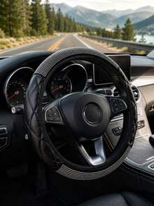 1pc Shiny Crystal Rhinestone Steering Wheel Cover, Anti-Slip Diamond Steering Wheel Protector, 14.5-15 Inch Universal All-Season Car Decor Accessory, Suitable For Women And Girls - Multicolor - View 8