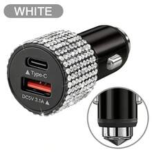 1個亮面手工水鑽車用充電器，快速充電 USB Type-C 車用手機充電器，鑽石適配器，相容手機、行車記錄器、GPS 及其他設備，適合男女的完美節日/生日禮物 - 彩色 - 查看 64