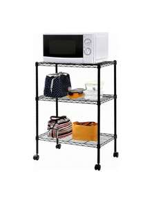 Estante Aço 3 Prateleiras Preta 90 Cm C Rodinha Giratoria MAXIME - Preto - Visão 6