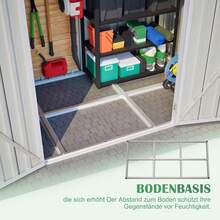 Storage Shed Metal Grey 242x126x182cm – Tool House With Lockable Door - Grey - View 8