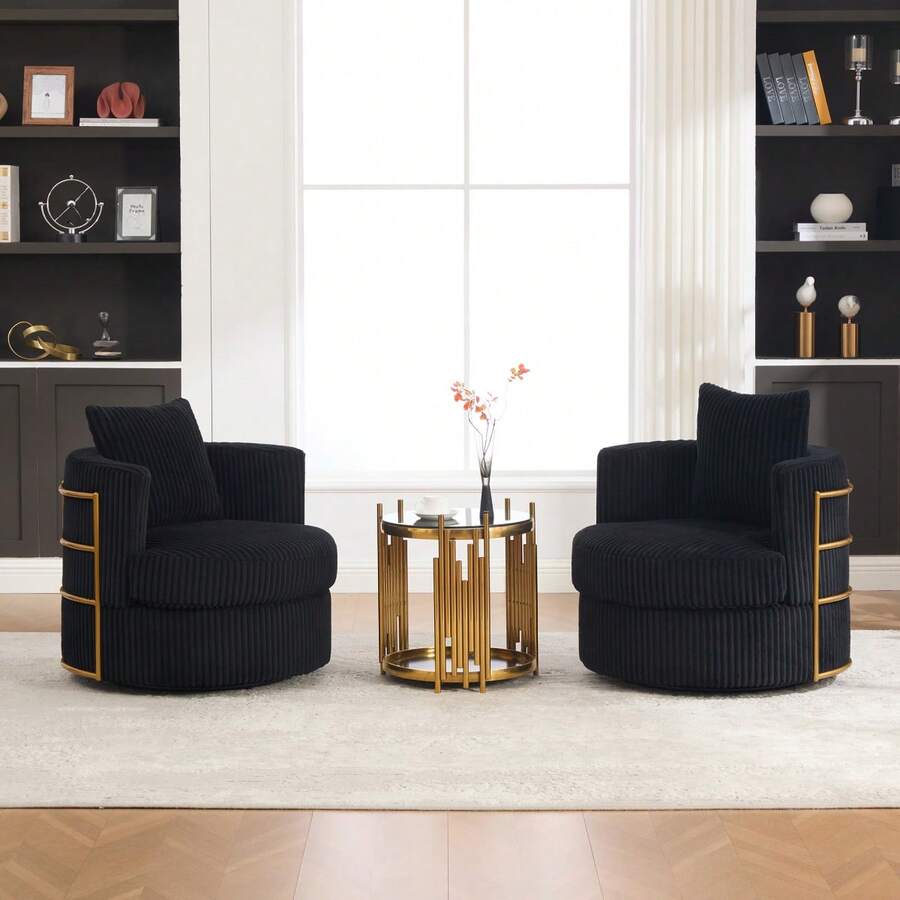 Home Theater Seating - 黑色+燈芯絨 - 查看 1