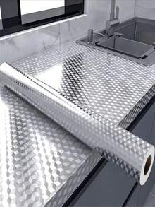 Stiker Aluminium Foil untuk Wastafel Dapur, Wallpaper Tahan Panas, Tahan Minyak, dan Tahan Air, Lapisan Perekat Bertekstur Kulit Jeruk, Cocok untuk Laci, Wastafel, Lemari, Film Pelindung Dinding Anti Jamur dan Anti Percikan Air - Beraneka warna - View 12
