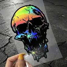 Laser Reflective Broken Skull Exterior Car Sticker Waterproof Scratch Cover Vinyl Decal DIY Cool Personalized Decoration For Car Truck Van SUV Motorcycle Body Exterior - A - View 1