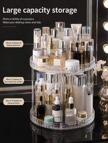 360° Rotating Makeup Organizer, Transparent Acrylic Cosmetic Storage Rack, Multi-Layer Vanity Storage Shelf, Large Capacity Storage Rack, Perfume And Skincare Display Stand, Transparent Beauty Organizer, Suitable For Vanity, Bathroom Countertop, Bedroom Home Decor, Multi-Layer Rotating Large Capacity Bedroom Room Perfume And Cosmetic Storage Box - Multiple Colors - View 3