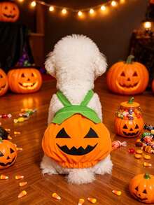 Halloween Pumpkin Pet Harness Dress, Funny Pumpkin Costume For Teddy, Bichon, Small Dogs And Cats - Orange - View 7