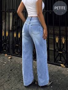 Soulscape Autumn/Winter New Fashion Rhinestone Decorated Wide Leg Jeans - Elegant Party And Daily Straight Leg Women's Jeans Casual Fall - Light Wash - View 6