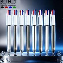 2Pcs/4Pcs/8Pcs 4-In-1 Electroplated 4-Color Retractable Ballpoint Pens, Multi-Color Ink (Red/Blue/Black/Green), 1.0mm Tip For Highlighting And Underlining, Smooth Writing, Ideal Gift For Office And School Supplies, Back To School Essentials, Writing Must-Haves, Retractable Design, Perfect Gift For Family, Friends, Colleagues, Classmates, Teachers - Round - View 7