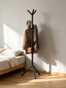Household Tree-Shaped Floor Coat Rack, Easy Assembly Vertical Coat Rack, Vertical Coat Rack, Triangular Stable Base, Multi-Prong Hook Design. Suitable For Bedroom, Entryway, Strong Load-Bearing, Storage For Coats, Bags, Hats, Minimalist Versatile, Space-Saving, Practical Home Storage Item. - Multicolor - View 5