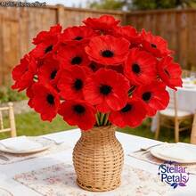 12pcs Spring Outdoor Decor Artificial Flowers, Exquisite Vibrant Poppy Flowers, Easy To Arrange Low Maintenance, Fade-Resistant Long-Lasting, All-Season Outdoor Artificial Flowers, Garden Atmosphere Decoration - Poppy - View 5