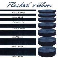 7 Sizes Navy Blue Single-Sided Flocked Satin Ribbon, 0.6-5cm 2 Yards/Roll Luxury Matte Single-Sided Flocked Ribbon, Suitable For Bow DIY, Gift Wrapping, Bouquet Making And Other Flocked Ribbon Decorative Crafts - Multiple Specifications - View 3
