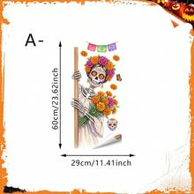 1/2pcs Cute Yet Eerie Mexican Day Of The Dead Window Stickers, Double-Sided PVC Electrostatic Adsorption Glass Stickers, Suitable For Kitchens, Bathrooms, Living Rooms, Cafes, And Home Decor. - Multicolor - View 9