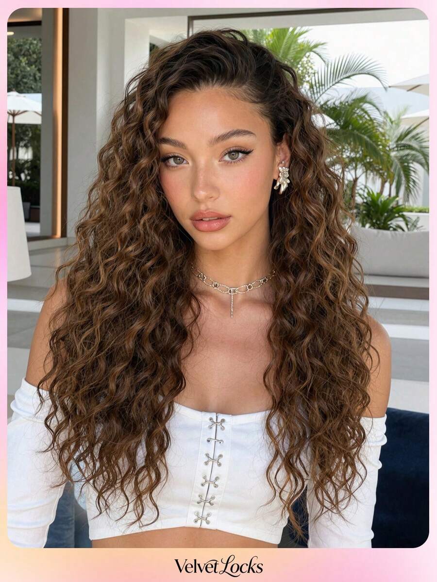 Topshe [Velvet Locks] 13*4 HD Lace Wig 24 Inch Long Curly Hair, Heat-Resistant Synthetic Fiber Wig, Wig, Suitable For Daily, Party And Holiday, Christmas