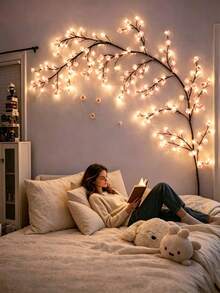 LED Cherry Blossom Vine Lights, USB Powered, 8 Flashing Modes, 10 Adhesive Hooks Included Per Piece, Soft And Bendable, Suitable For Room Decoration, Living Room, Bedroom, Wall Decor, Wedding Arrangement, Party Atmosphere, Valentine's Day, Birthday And Graduation Gifts - Multicolor - View 6