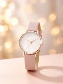 LUCKYFOX Women's Watch Roman Numeral Dial PU Strap Quartz Watch Vintage Wristwatch Suitable For Daily Commute Accessory Birthday Holiday Exquisite Gift - Pink - View 2