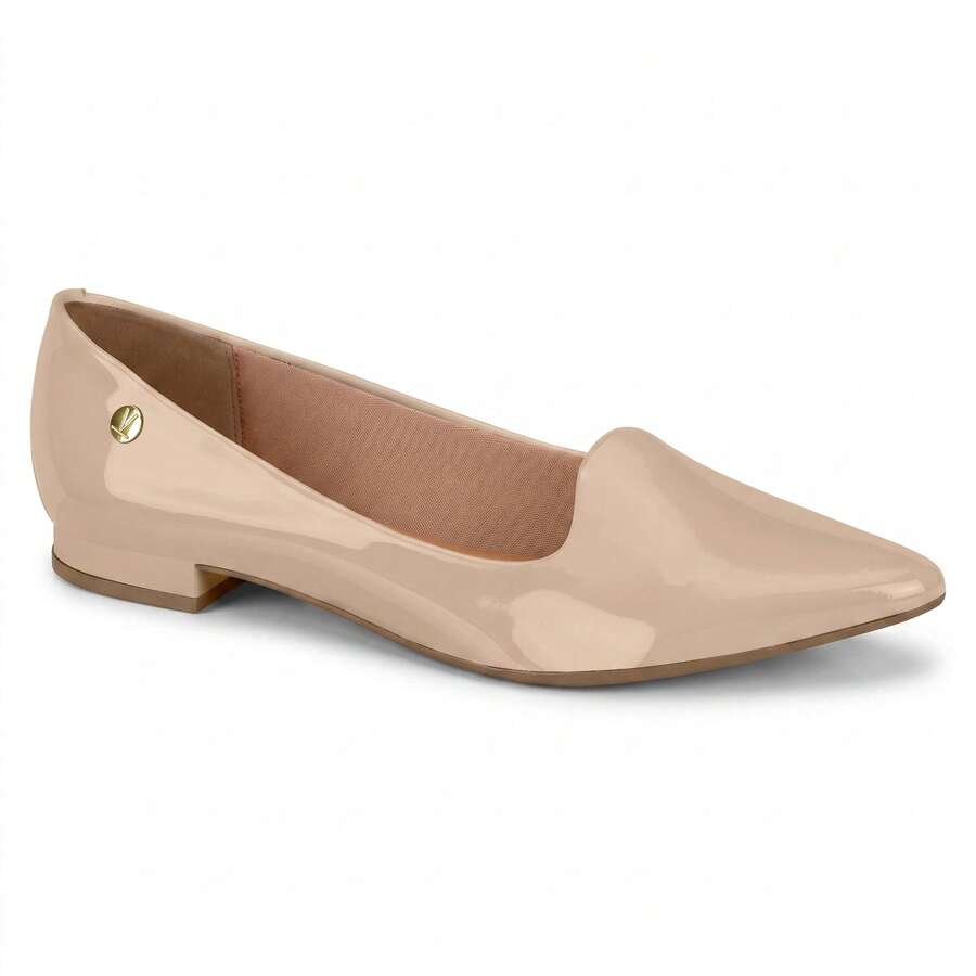 Women's Vizzano Flat Shoe With Low Block Heel, Pointed Toe, Comfortable And Original - 米色清漆 - 查看 1