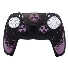 Black Red Radioactive Warning Sign Splatter Controller Skin Cover For Playstation 5 Controller, Anti-Slip Ergonomic Soft Rubber Protective Shell, RALAN 1 Controller Protector Case+2 Customised Thumb Grips Caps +Customised Stickers - View 16