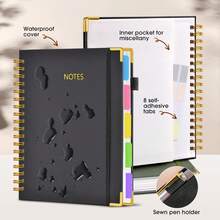 1pc Premium Hardcover Spiral Notebook, 300 Pages 5-Section Design With Removable Tabs, Large Capacity B5/A5 Lined Notepad, Student Learning Office Record Book, Essential Back To School Stationery - Multiple Styles - View 6