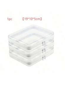 1pc PET Transparent Hard Shell Zipper Storage Box Set, Waterproof & Wipeable, Suitable For Cosmetics, Stationery, Small Toys, Ideal For Dorm, Bathroom, Closet, Portable Small Item Storage Bag, Home Travel Vacation Essential - White - View 9