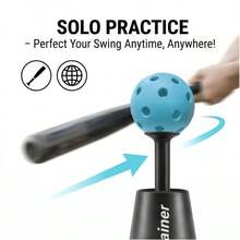 Baseball Batting Tee Pop-Up Hitting Trainer With Popper Ball, Launches Up To 1 Meter High, No Batteries Required, Durable Nylon T-Ball Swing Practice Aid For Backyard And Outdoor Sports, Halloween Gift - 1 Base + 1 Ball - View 11