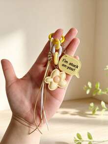 1pc Floral Lanyard Keychain, New Creative Colorful Flower Hand-Carried Key Pendant Chain - A - View 8