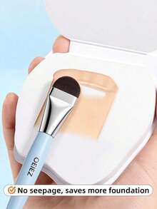 OEIEZ Foundation Brush - Tongue-Shaped Makeup Brush, Suitable For Liquid And Cream Foundation, Soft Synthetic Bristles, Creates Seamless High Coverage Facial Makeup, Professional Korean Beauty Tool, Suitable For Daily Use - Baby Blue - View 9