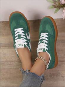 Sepatu Sneakers Kasual Wanita, Sepatu Jalan Bertali - Hijau - View 3
