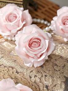 10 Artificial Rose Flower Heads, Made Of Cotton Roses. Suitable For DIY Handmade Floral Arrangements. Home Decor Photography Props. Realistic And Durable Artificial Flower Decorations, Suitable For All Seasons - Perfect For Outdoor, Living Room, Family Gatherings, Etc., Multi-Functional Floral Decor | Exquisite Petal Design | Durable Artificial Flowers, Floral Decorations, Flower Arrangement - Baby Pink - View 3