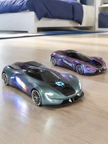 1:16 RC Supercar Toy With Colorful LED Lights, Rechargeable High-Speed Remote Control Racing Car, Drift Sports Car With Handle Controller, Spare Wheels, Traffic Cones, DIY Track Accessories, Indoor/Outdoor Kids Gift - Multicolor - View 14