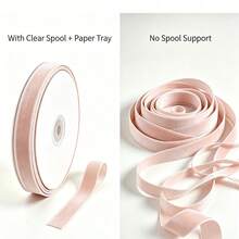 Flocked Ribbon Christmas Ribbon Suitable For Christmas Tree Decoration, Christmas Sleigh Decoration, Christmas Dinner Decoration, Christmas Window Display Decoration, Flocked Satin Ribbon Bow 3/8 Inch X 10 Yards (Multiple Sizes Available) With Paper Spool Easy To Store - Champagne Size 10 - View 5