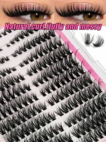 216 قطعة 12 صف C Curl 8-16 مم أطوال مختلطة رموش صناعية ثلاثية الأبعاد ذات رؤوس دقيقة، رموش عنقودية ناعمة وهشة بمظهر طبيعي، ساق سوداء رفيعة، تمديد رموش عنقودية DIY للمنزل - مشاهدة 3