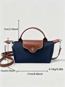 Dedoo Spring/Summer Fashion Classic Nylon Colorblock Mini Handbag, Minimalist Versatile Shell Crossbody Bag - Navy Blue - View 3