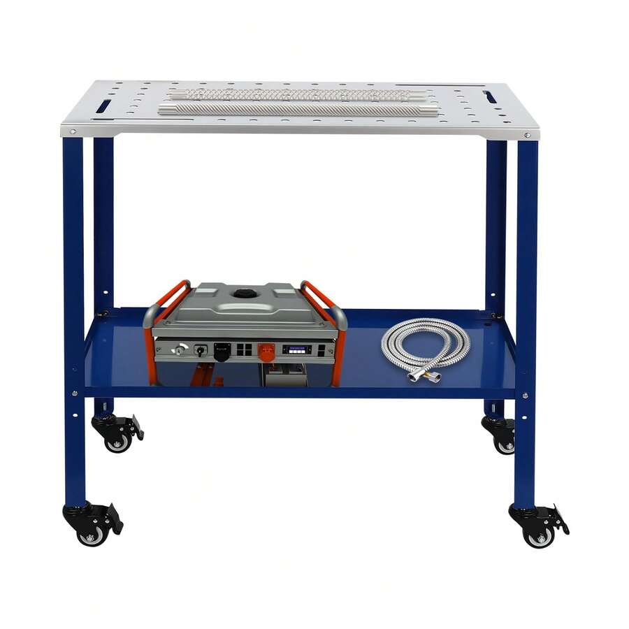 HaroldDol Work Bench - Heavy Duty Welding Table With Storage 36" X 18", 1200LBS Load Capacity Welding Workbench Table With 4 Lockable Wheels, 5/8" Fixture Holes, Bottom Shelf, Portable Welding Cart[Ideal Daily Accessory] - Default@JZEZ698RWDYB8 - View 1