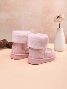 1 Pair Kids Snow Boots Thermal Lined Warm Ankle Boots For Girls - Pink - View 4