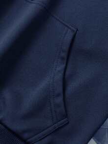 Sweatshirt Lengan Panjang Berkerudung dengan Resleting Penuh untuk Pria, Atasan Kasual Serbaguna untuk Beraktivitas di Luar Rumah. - Navy Blue - View 6