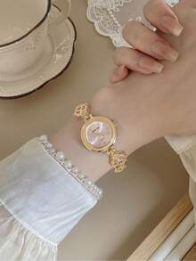 1pc Women's Quartz Watch Bead Style Fashionable And Exquisite Temperament Suitable For Daily Matching Birthday/Graduation Gifts Casual Gatherings - Gold - View 5