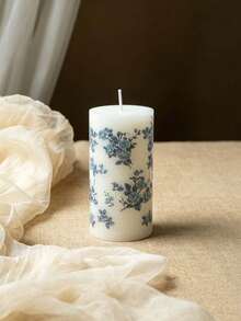Large Cylindrical Candle, Blue And White Porcelain Print, Patterned Candle, Wedding Candle Holder Candle, Home Decor, Suitable For Holiday Decoration, Gift And Birthday Present - Multicolor - View 3