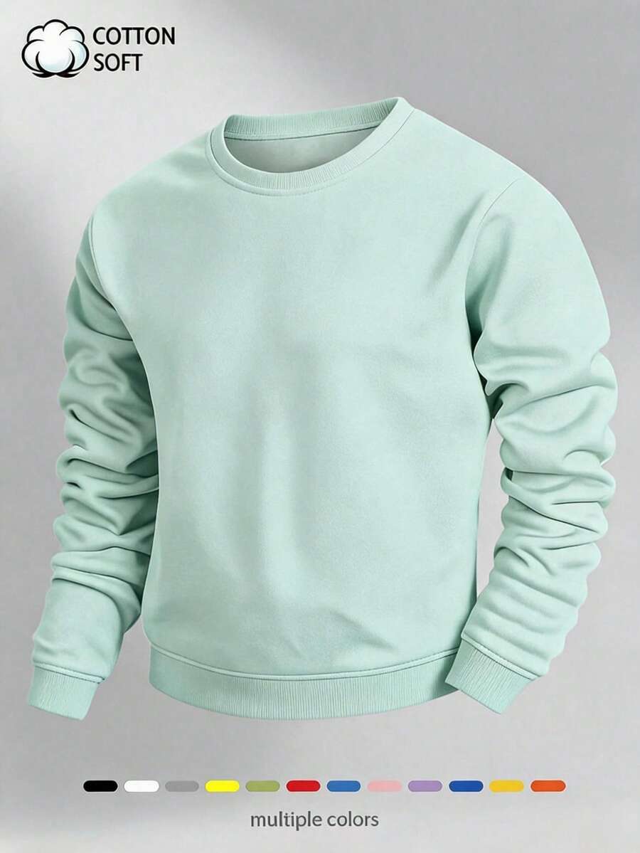 Impala Sudadera para Hombre, Cuello Redondo, Tejido Transpirable, Ideal para Uso Diario, Deportes Ligeros y Tiempo Libre - Verde - Ver 1