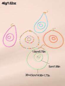 15pcs/Set Colorful Mixed Bead Necklace Bracelet Ring Jewelry Set For Girls - Multicolor - View 7