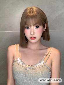 alicegarden 12-Inch Long Synthetic Short Bob Wig Featuring A Natural Straight Style A Stunning Maroon. Designed With Bangs , This False Hairpiece Is Perfect For Ms Daily Party Cosplay Use, Offering A Natural And Natural Durable Wig Gift For Ladies., Halloween - Maroon - View 3