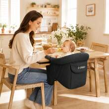 Cochildor Foldable Hook-On Baby High Chair | 6-36 Months, Fits 0.9-3.15in Tables, 37 Lbs Capacity, Portable With Carry Bag, Black - Black - View 7