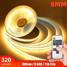 Acosh Neon USB LED Light Strip With RF Remote Control, Dimmable White/Warm White DC5V COB LED Light Strip, Remote Control Home Cabinet Decorative Light, 1/2/3/5m - Warm White - View 7