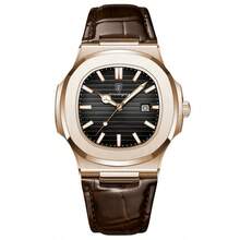 CTPOR 1pc Men's Rose Gold Stainless Steel Band Fashion Waterproof Calendar Luminous Hour & Minute Hands Square Quartz Watch, Birthday Or Holiday Gift - Multicolor - View 13