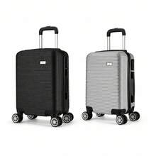 Par De Duas MalasDe Viagem 10kg Anac Rodas 360° Cadeado Abs 55x35x22 Viagem Casal Resistente Leve Compativel - Preto/Prata - Visão 6