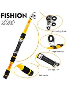 Portable Short Telescopic Fishing Rod With Spinning Reel Set, Compact Outdoor Camping Lakeside Fishing Gear, Suitable For Fishing Beginners - Multicolor - View 8