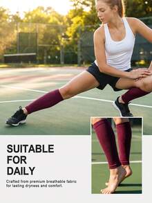 2Pairs Calf Compression Sleeve For Men Women Football Leg Sleeve Elastic Calf Support Sock For Sports Cycling Running Basketball - Multicolor - View 6