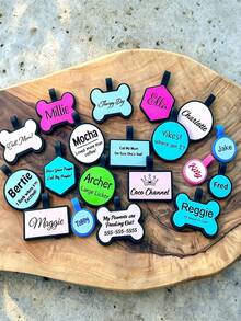 Customized Pet ID Tags, Personalized Dog Name Tags, Engraved Cat Tags, Pearl Acrylic Phone Number Tags - Multicolor - View 3