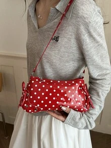 女款波西米亞風草編單肩包，金色鏈條肩帶，夏季海灘休閒手提包 - 紅色 - 查看 8
